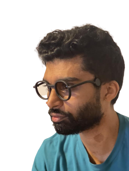 Real wearer of Jaybs Classic spectacles — temple-mounted, no ear hooks